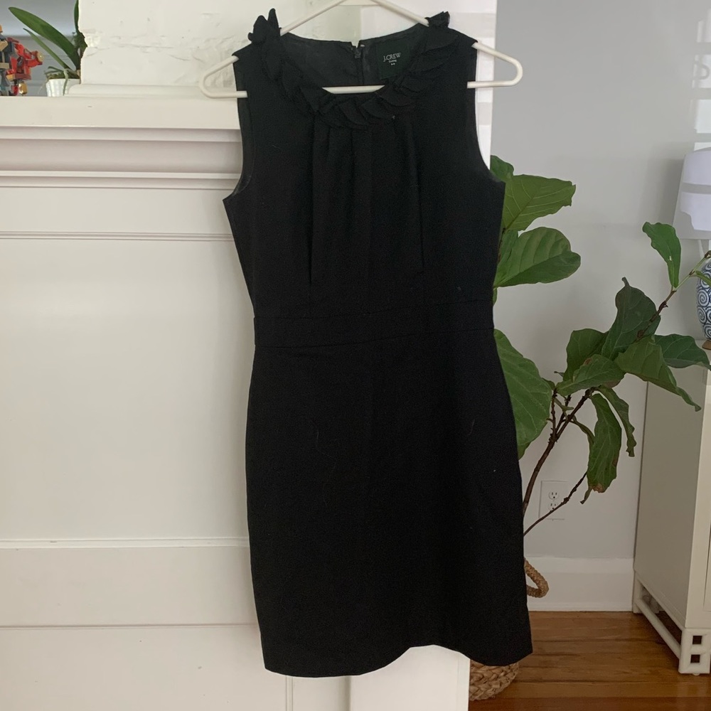 J.Crew Suiting Black Formal Ruffle Dress